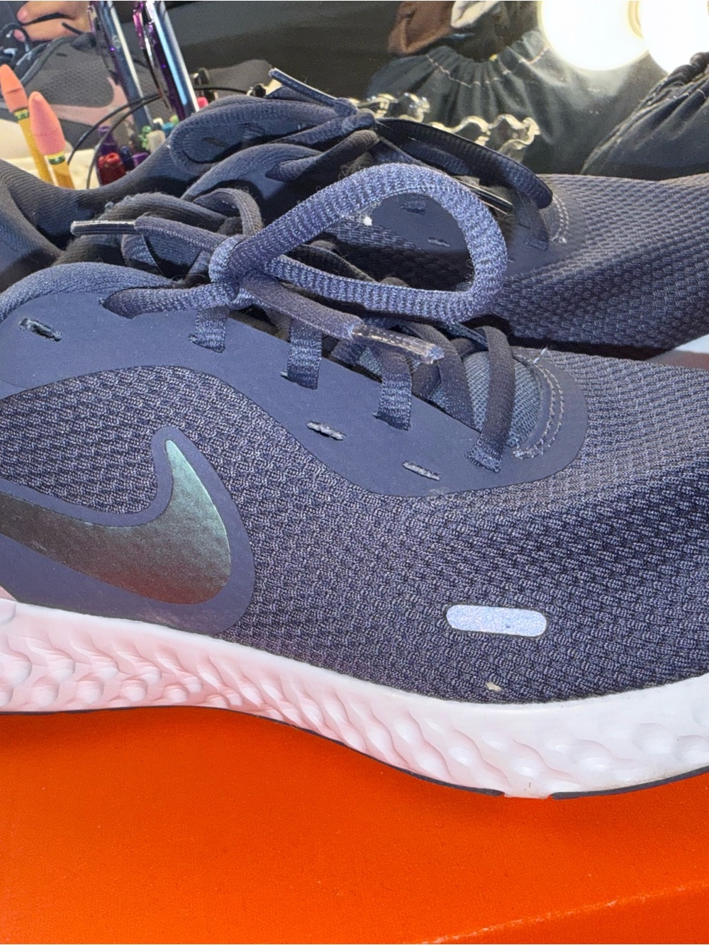 Nike Women's Purpleish Grey and White Athletic Sneakers